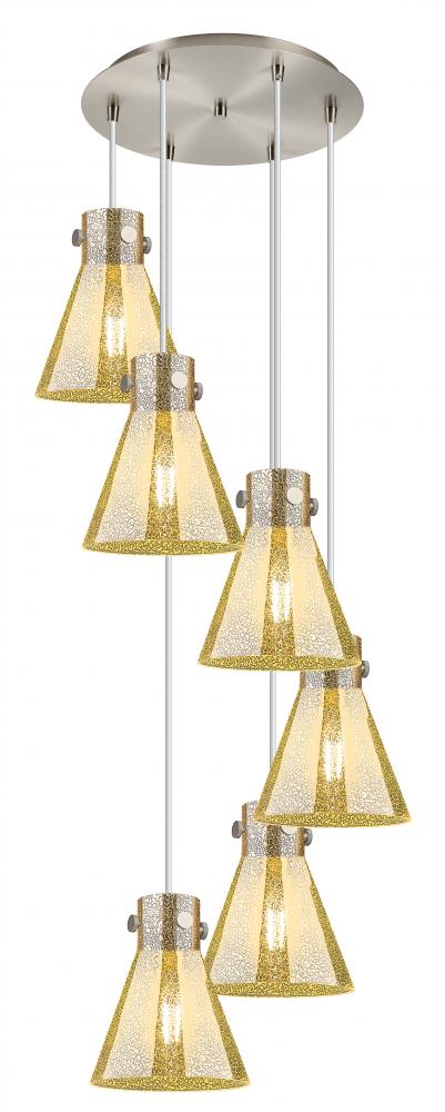 Newton Cone - 6 Light - 19 inch - Brushed Satin Nickel - Multi Pendant