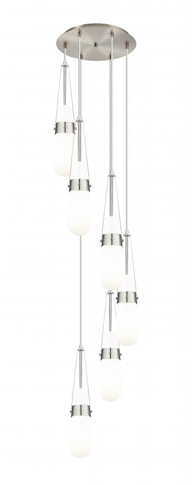 Milan - 6 Light - 15 inch - Brushed Satin Nickel - Multi Pendant