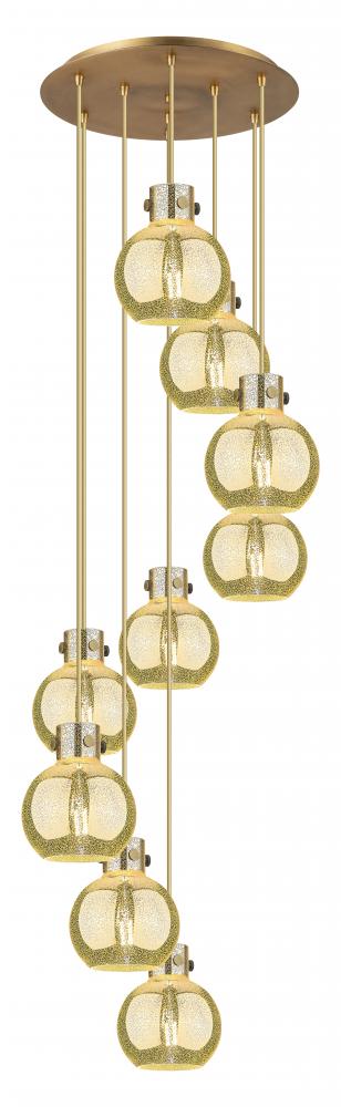 Newton Sphere - 9 Light - 22 inch - Brushed Brass - Cord hung - Multi Pendant