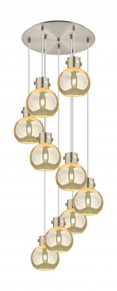 Newton Sphere - 9 Light - 22 inch - Brushed Satin Nickel - Cord hung - Multi Pendant