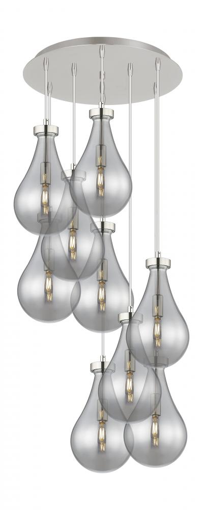 Owego - 9 Light - 19 inch - Polished Nickel - Multi Pendant