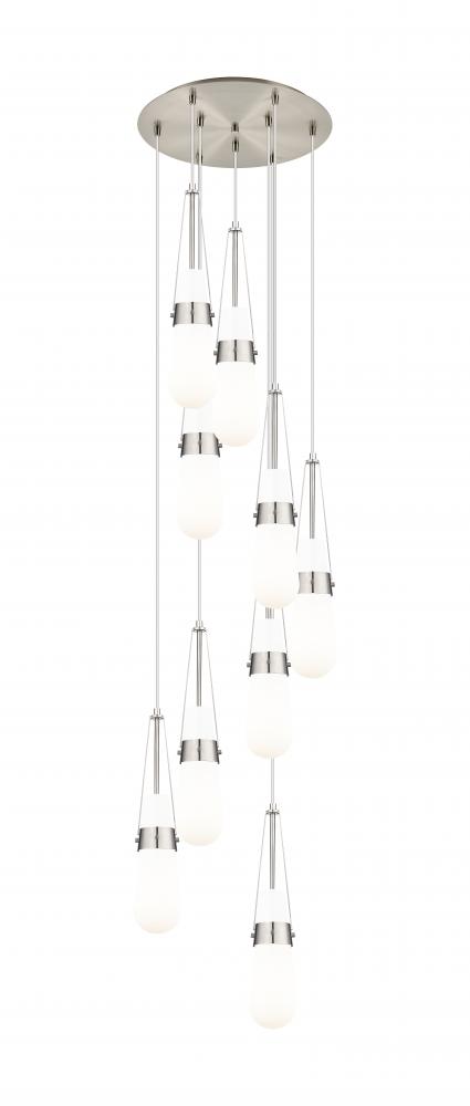 Milan - 9 Light - 19 inch - Brushed Satin Nickel - Multi Pendant