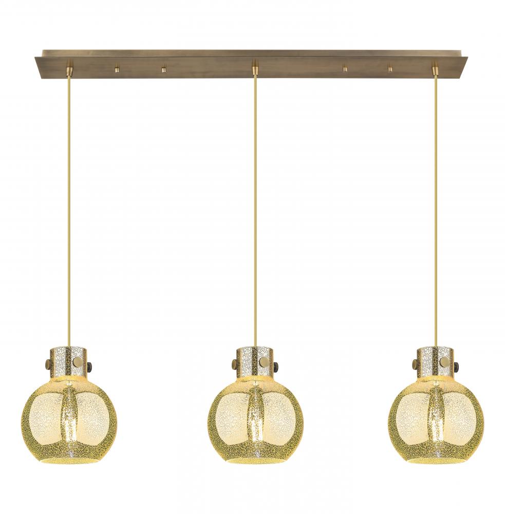 Newton Sphere - 3 Light - 40 inch - Brushed Brass - Cord hung - Linear Pendant