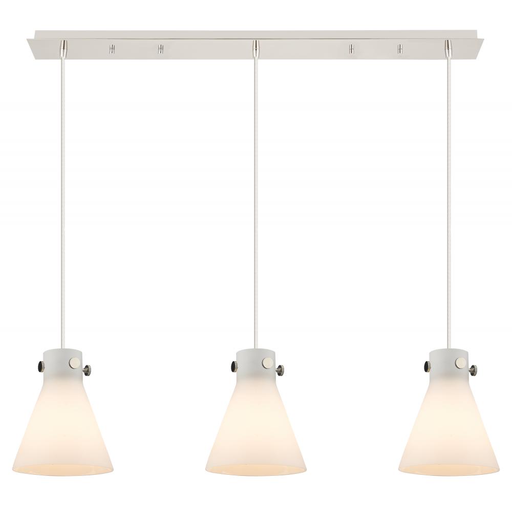 Newton Cone - 3 Light - 40 inch - Polished Nickel - Linear Pendant