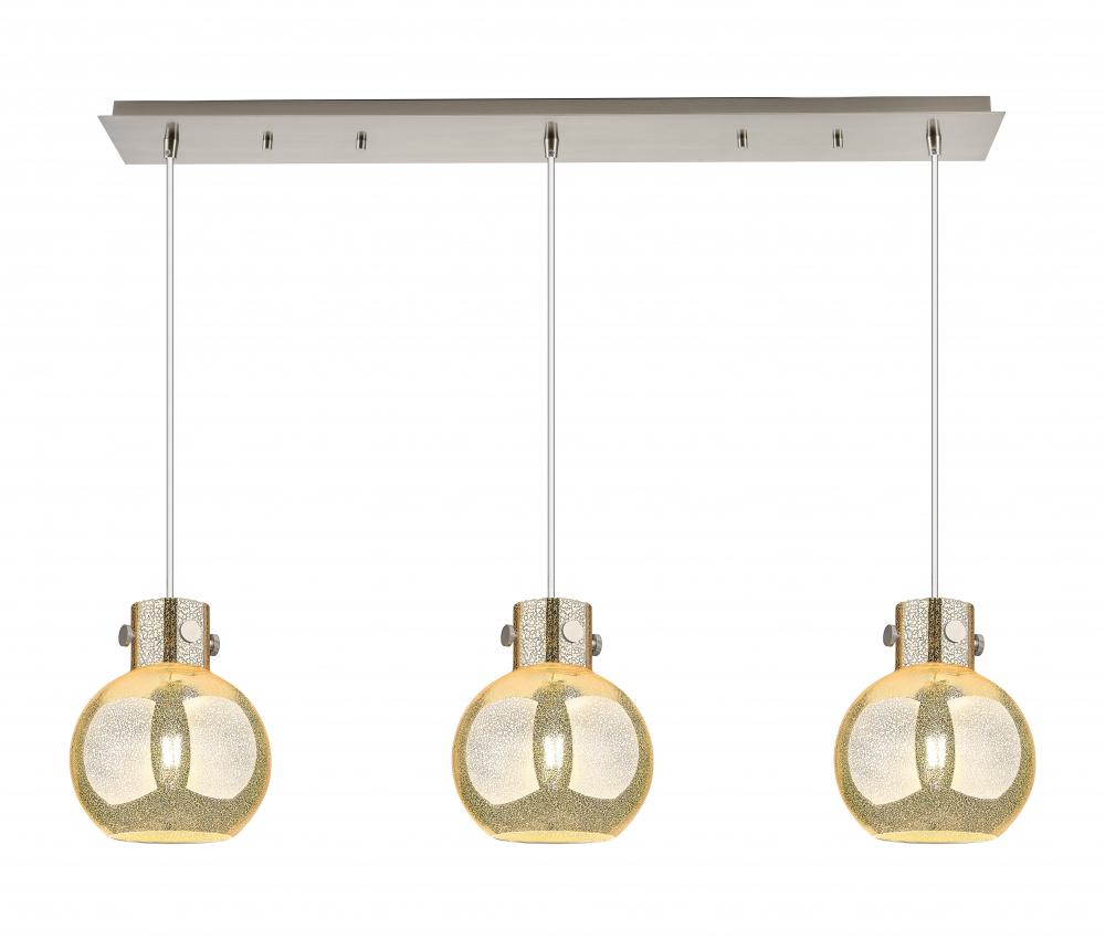 Newton Sphere - 3 Light - 40 inch - Brushed Satin Nickel - Cord hung - Linear Pendant