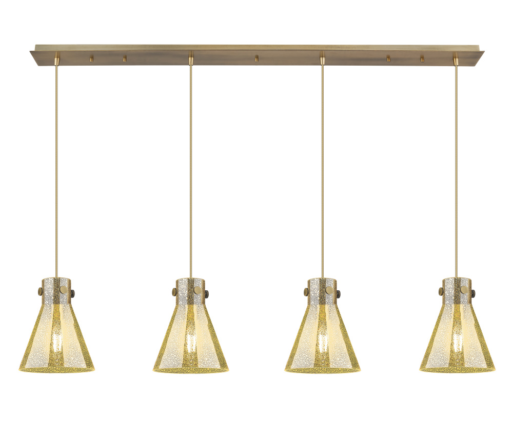 Newton Cone - 4 Light - 52 inch - Brushed Brass - Linear Pendant