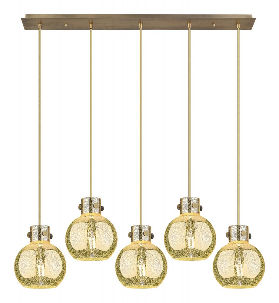 Newton Sphere - 5 Light - 40 inch - Brushed Brass - Cord hung - Linear Pendant