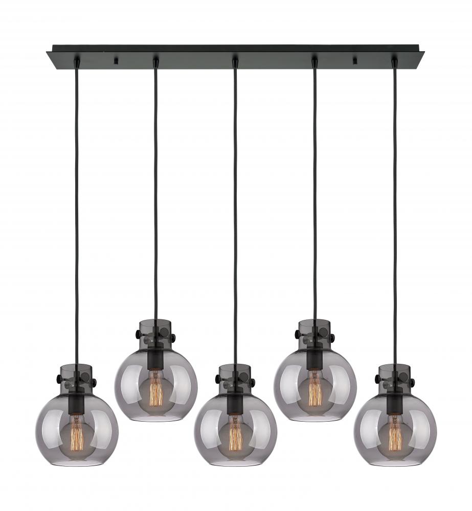 Newton Sphere - 5 Light - 40 inch - Matte Black - Cord hung - Linear Pendant