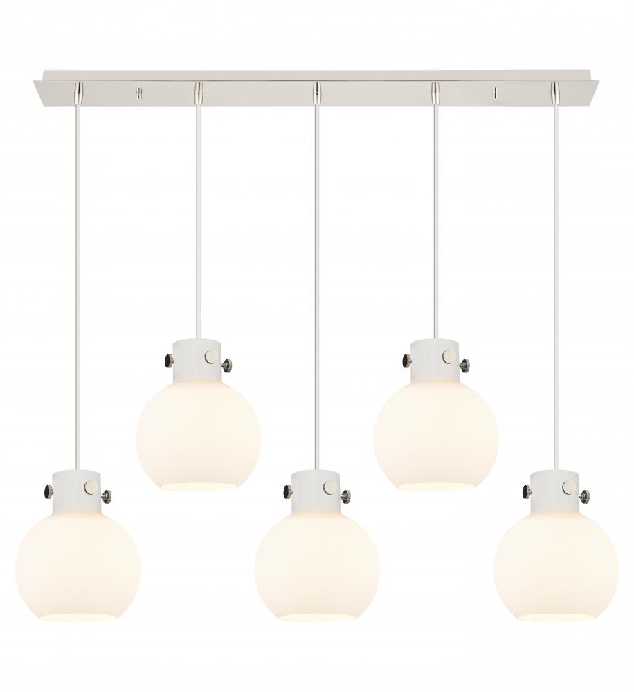 Newton Sphere - 5 Light - 40 inch - Polished Nickel - Cord hung - Linear Pendant