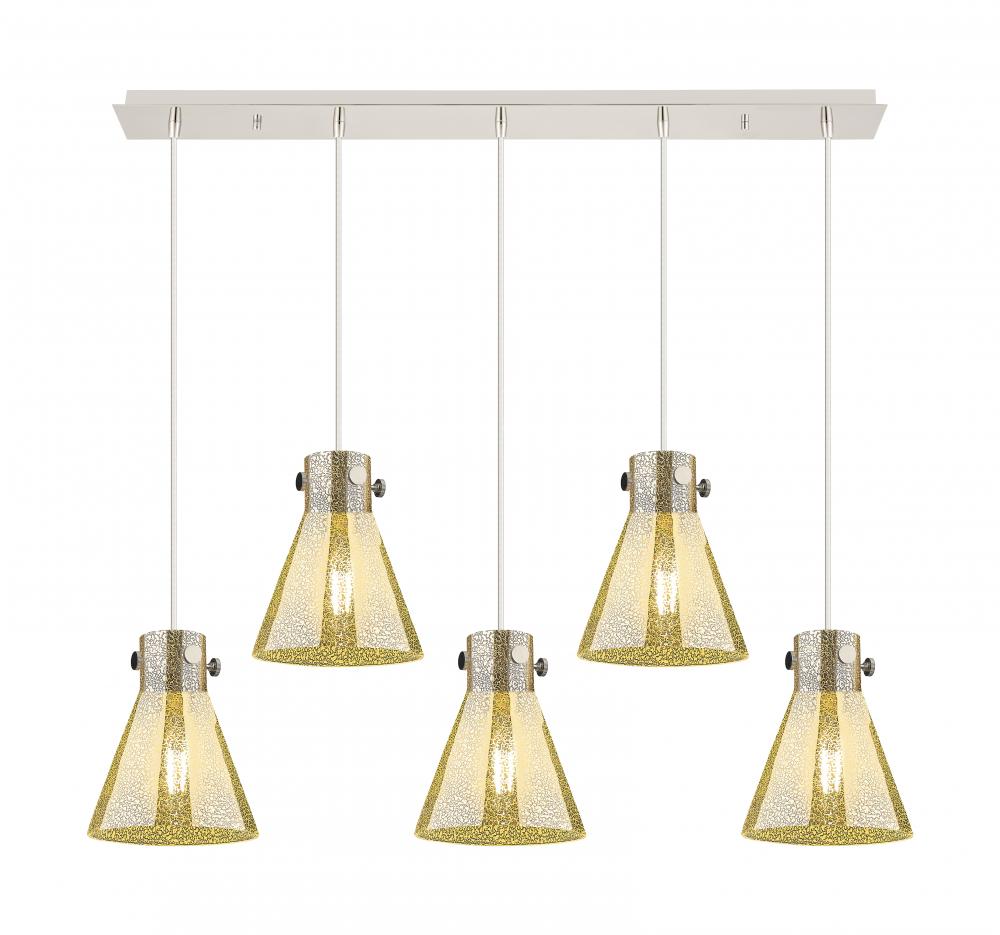Newton Cone - 5 Light - 40 inch - Polished Nickel - Linear Pendant
