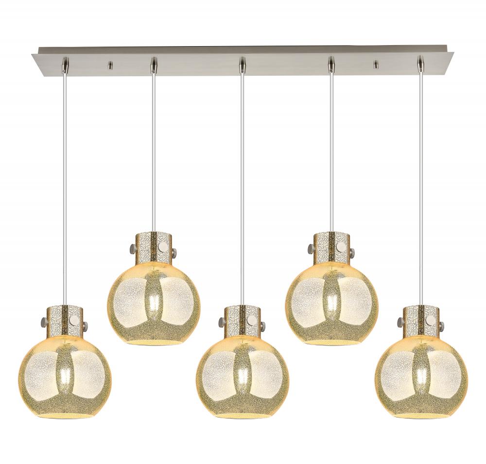 Newton Sphere - 5 Light - 40 inch - Brushed Satin Nickel - Cord hung - Linear Pendant