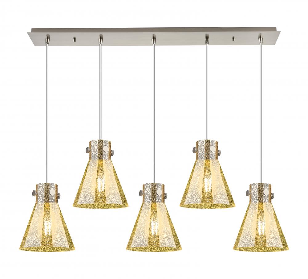 Newton Cone - 5 Light - 40 inch - Brushed Satin Nickel - Linear Pendant
