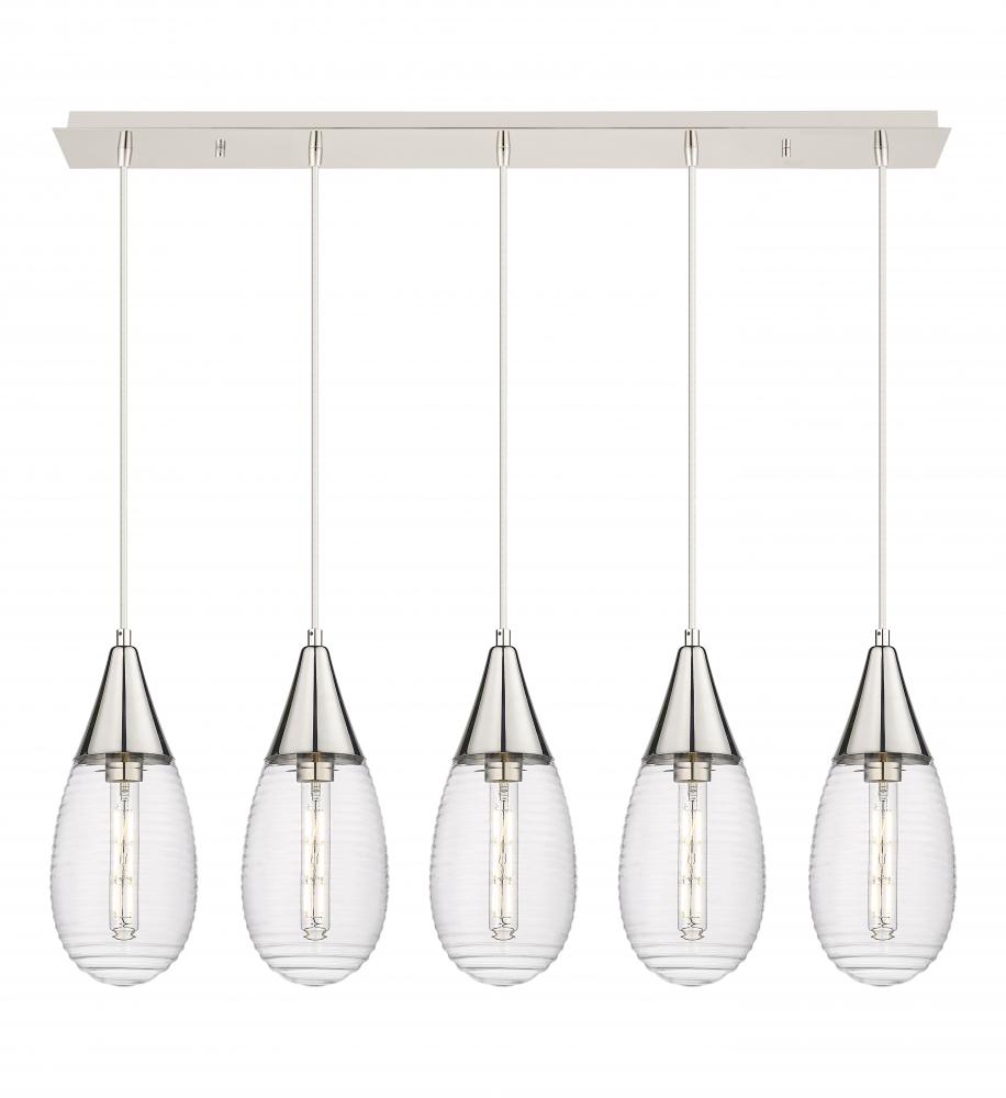 Malone - 5 Light - 38 inch - Polished Nickel - Linear Pendant