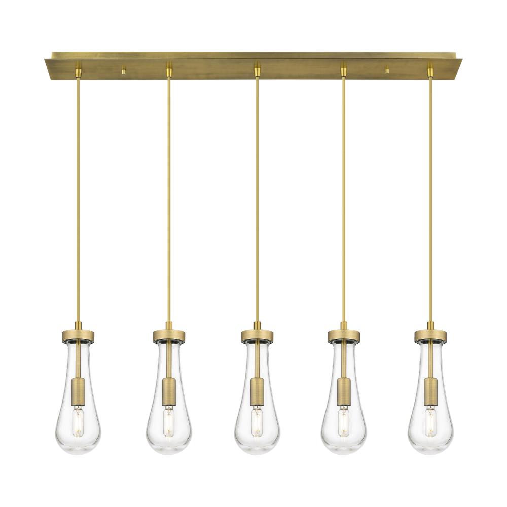 Owego - 5 Light - 37 inch - Brushed Brass - Linear Pendant