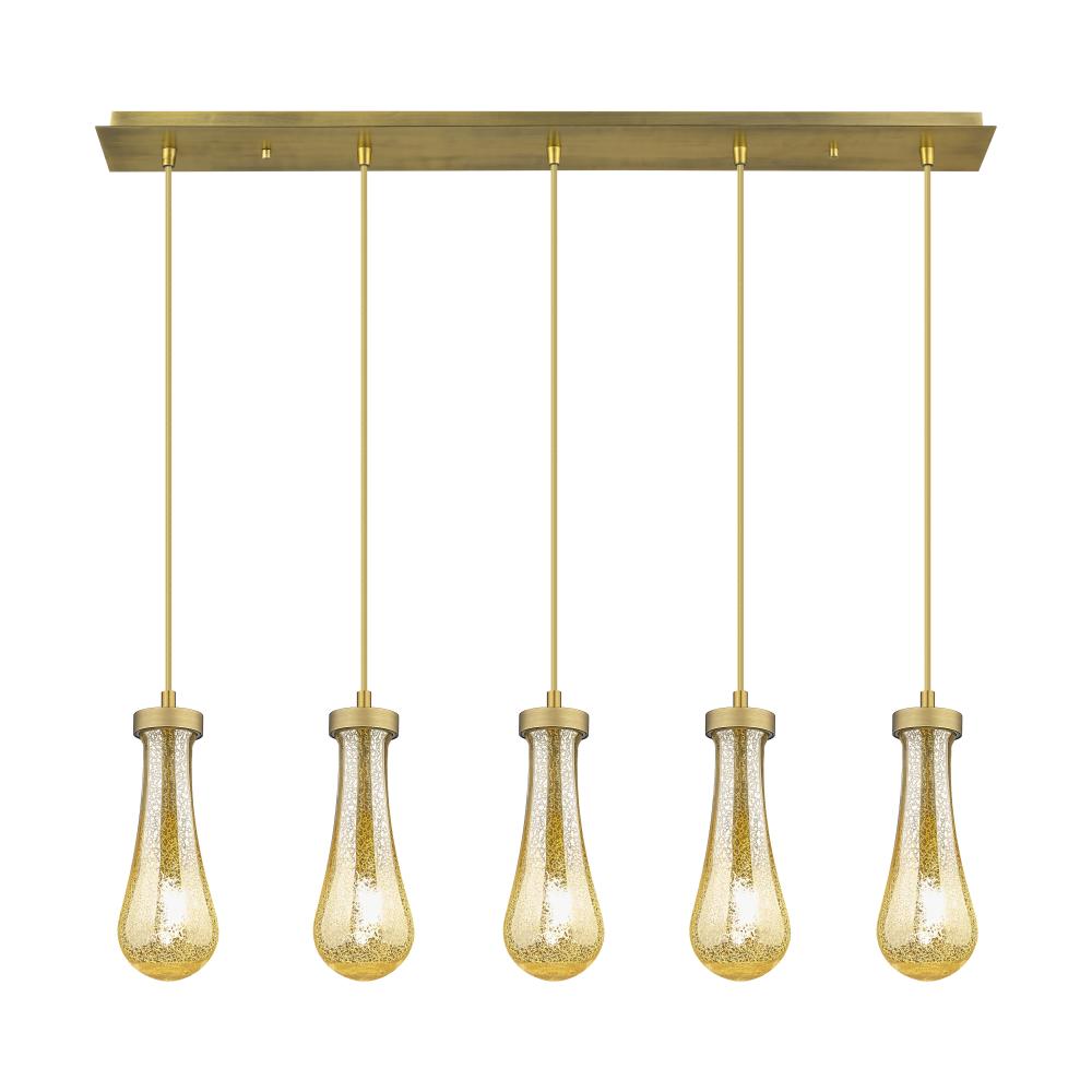 Owego - 5 Light - 37 inch - Brushed Brushed Brass - Linear Pendant