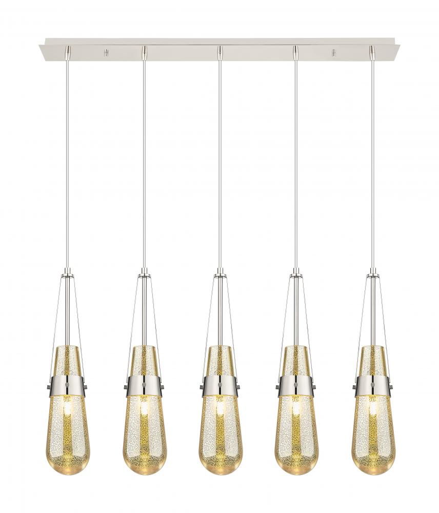 Milan - 5 Light - 36 inch - Polished Nickel - Linear Pendant