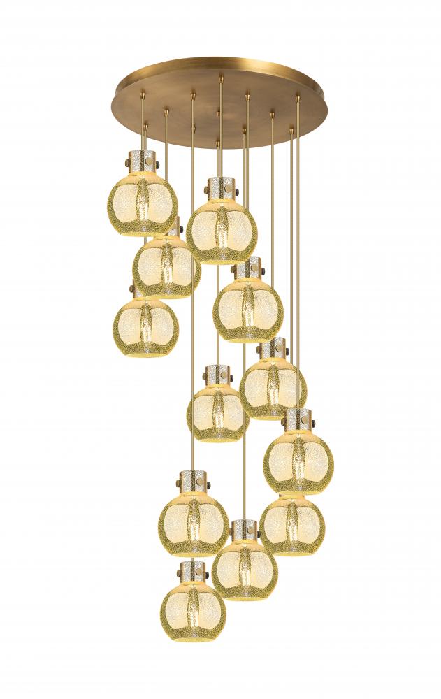 Newton Sphere - 12 Light - 27 inch - Brushed Brass - Cord hung - Multi Pendant