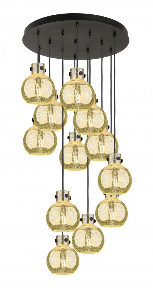 Newton Sphere - 12 Light - 27 inch - Matte Black - Cord hung - Multi Pendant