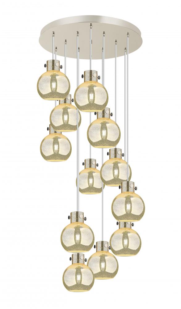 Newton Sphere - 12 Light - 27 inch - Polished Nickel - Cord hung - Multi Pendant