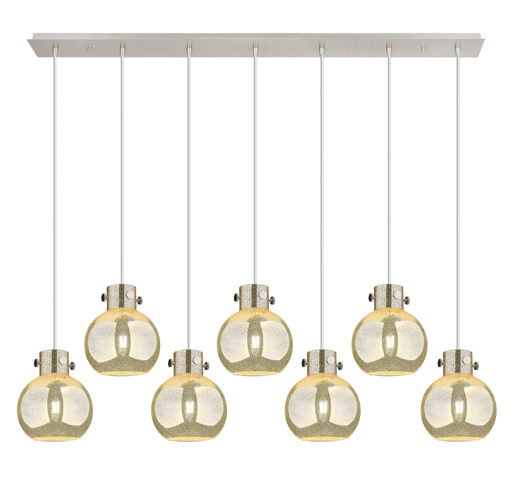 Newton Sphere - 7 Light - 52 inch - Polished Nickel - Cord hung - Linear Pendant