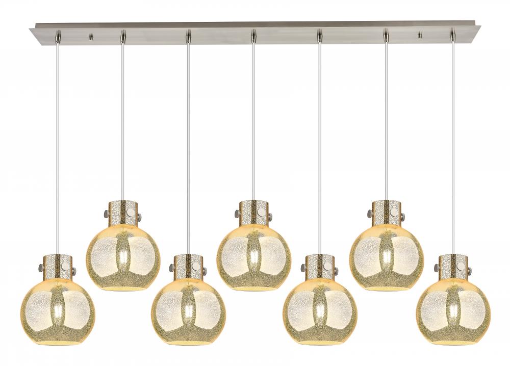 Newton Sphere - 7 Light - 52 inch - Brushed Satin Nickel - Cord hung - Linear Pendant