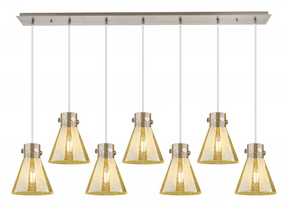 Newton Cone - 7 Light - 52 inch - Brushed Satin Nickel - Linear Pendant