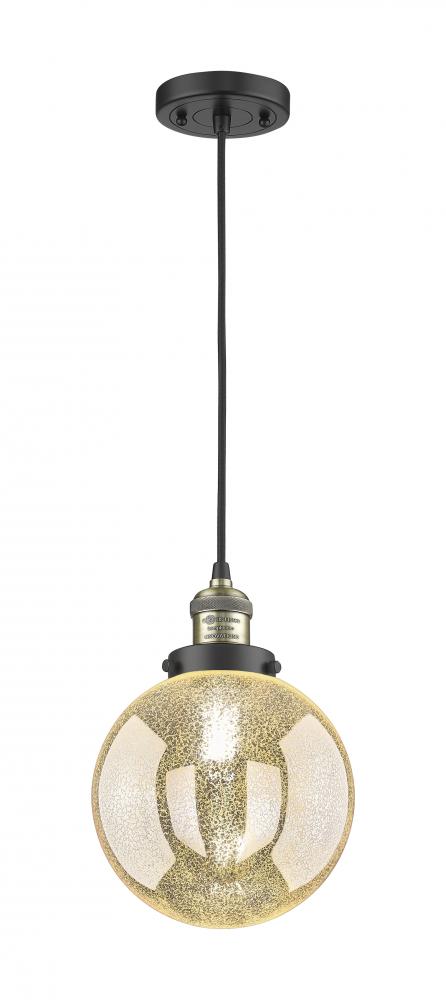 Beacon - 1 Light - 8 inch - Black Antique Brass - Cord hung - Mini Pendant