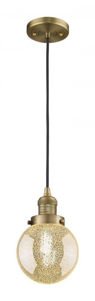 Beacon - 1 Light - 6 inch - Brushed Brass - Cord hung - Mini Pendant