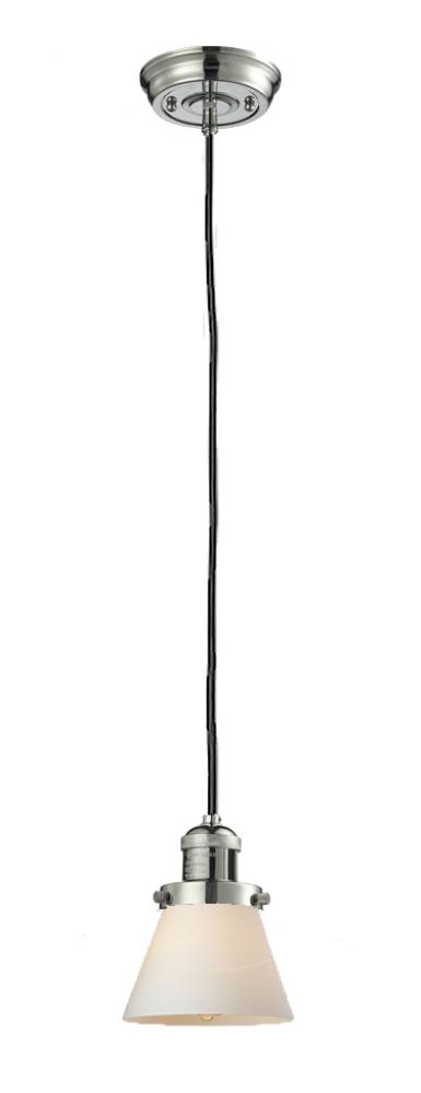 Cone - 1 Light - 6 inch - Polished Nickel - Cord hung - Mini Pendant