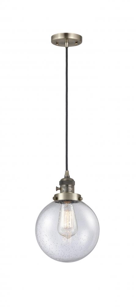 Beacon - 1 Light - 8 inch - Antique Brass - Cord hung - Mini Pendant