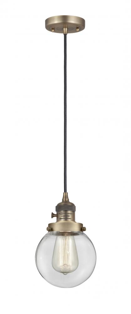 Beacon - 1 Light - 6 inch - Brushed Brass - Cord hung - Mini Pendant
