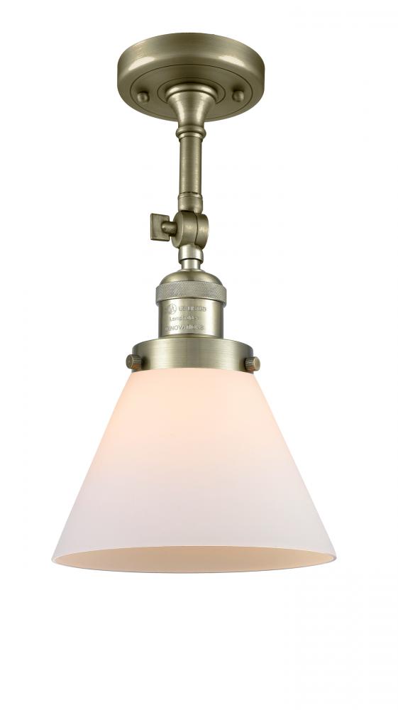 Cone - 1 Light - 8 inch - Antique Brass - Adjustable Semi-Flush Mount