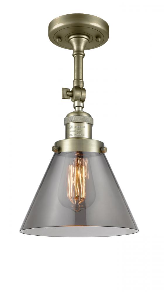 Cone - 1 Light - 8 inch - Antique Brass - Adjustable Semi-Flush Mount