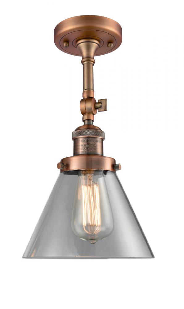 Cone - 1 Light - 8 inch - Antique Copper - Adjustable Semi-Flush Mount