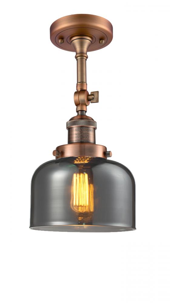 Bell - 1 Light - 8 inch - Antique Copper - Adjustable Semi-Flush Mount
