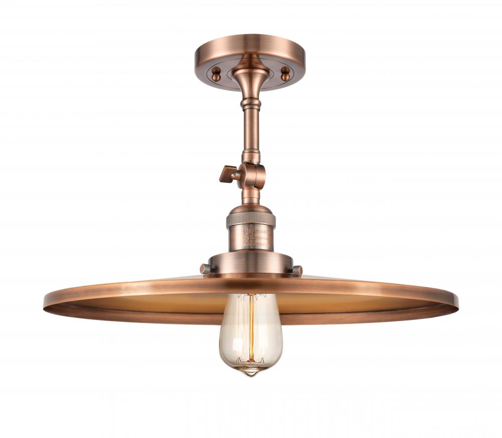 Railroad - 1 Light - 16 inch - Antique Copper - Adjustable Semi-Flush Mount