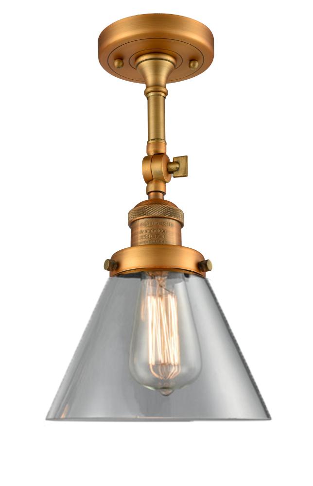 Cone - 1 Light - 8 inch - Brushed Brass - Adjustable Semi-Flush Mount