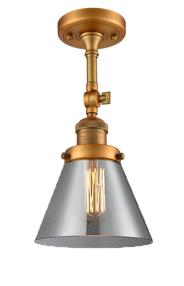Cone - 1 Light - 8 inch - Brushed Brass - Adjustable Semi-Flush Mount