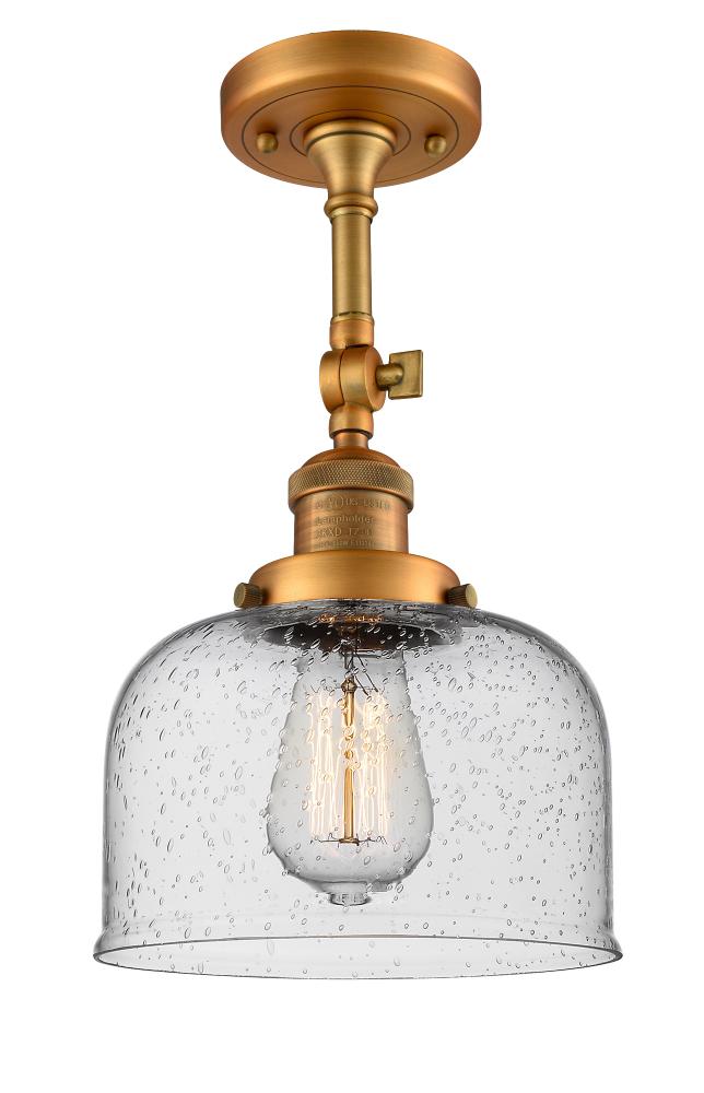 Bell - 1 Light - 8 inch - Brushed Brass - Adjustable Semi-Flush Mount