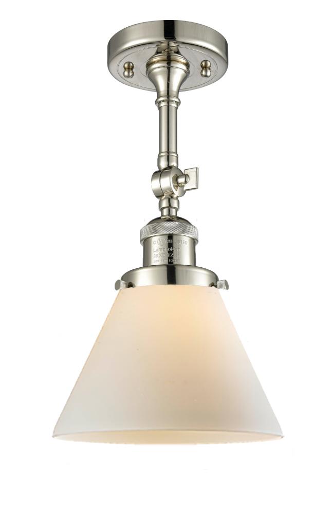 Cone - 1 Light - 8 inch - Polished Nickel - Adjustable Semi-Flush Mount
