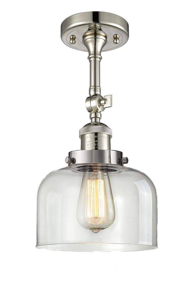 Bell - 1 Light - 8 inch - Polished Nickel - Adjustable Semi-Flush Mount