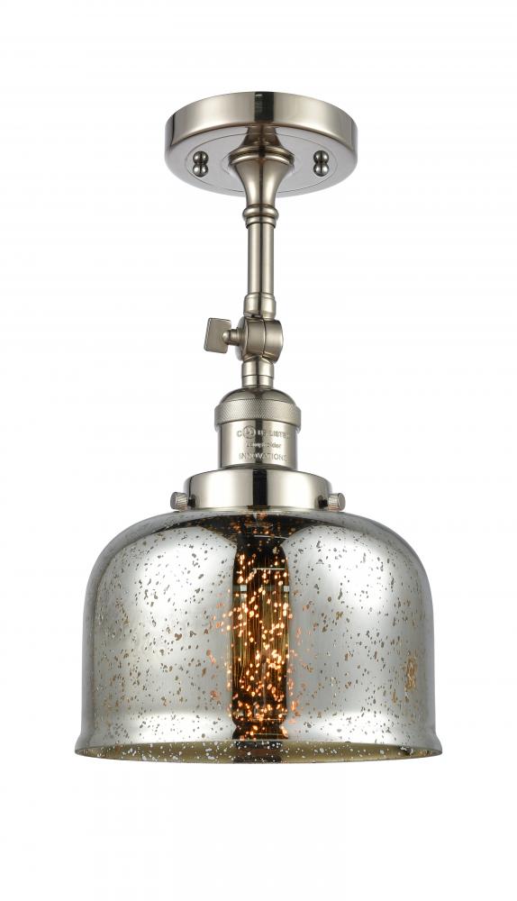 Bell - 1 Light - 8 inch - Polished Nickel - Adjustable Semi-Flush Mount