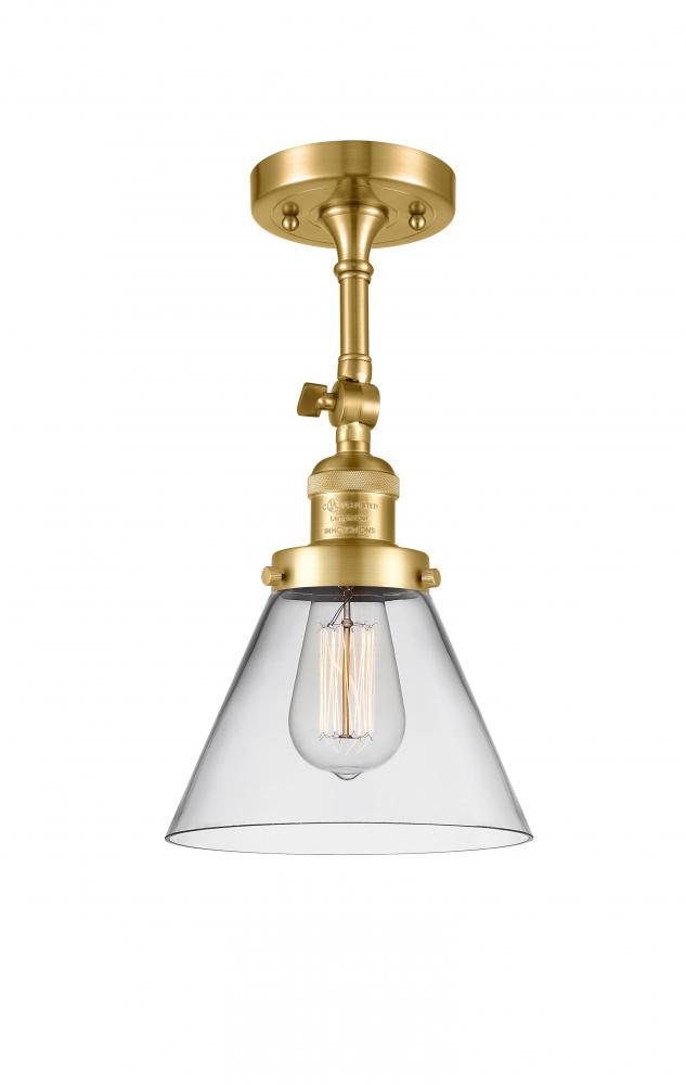 Cone - 1 Light - 8 inch - Satin Gold - Adjustable Semi-Flush Mount