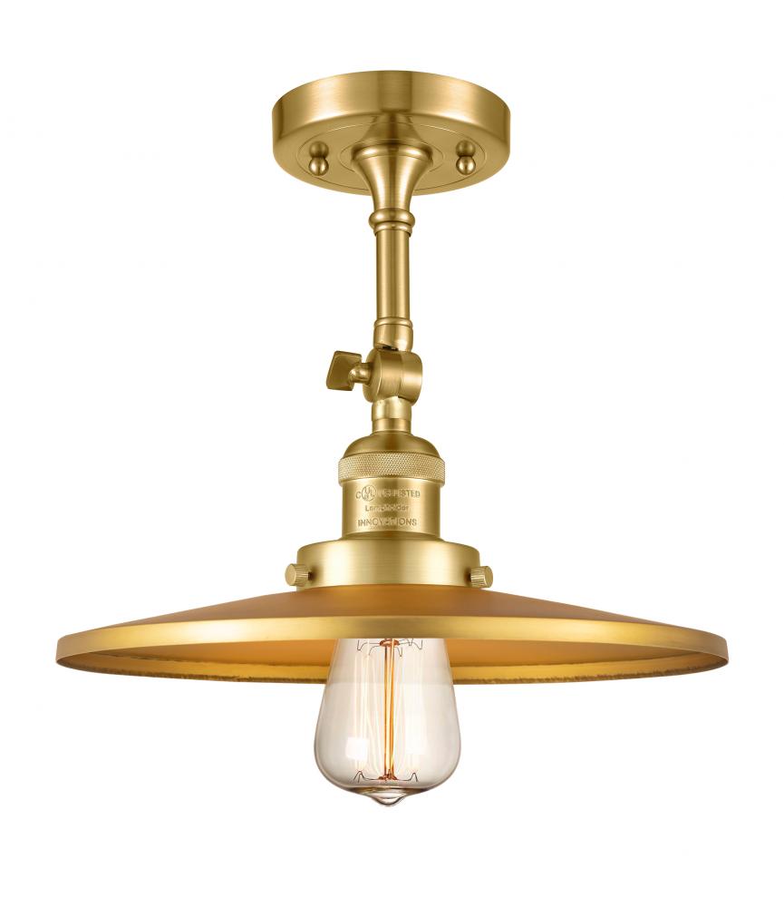 Railroad - 1 Light - 12 inch - Satin Gold - Adjustable Semi-Flush Mount