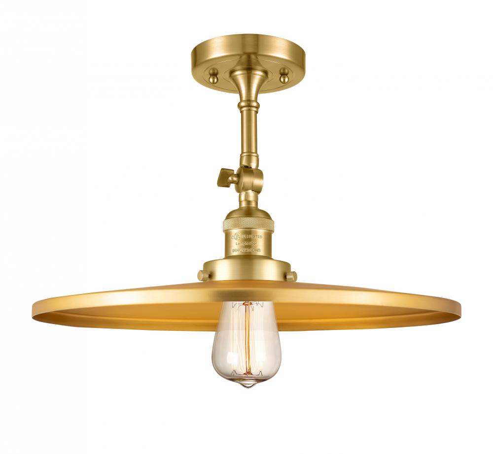 Railroad - 1 Light - 16 inch - Satin Gold - Adjustable Semi-Flush Mount
