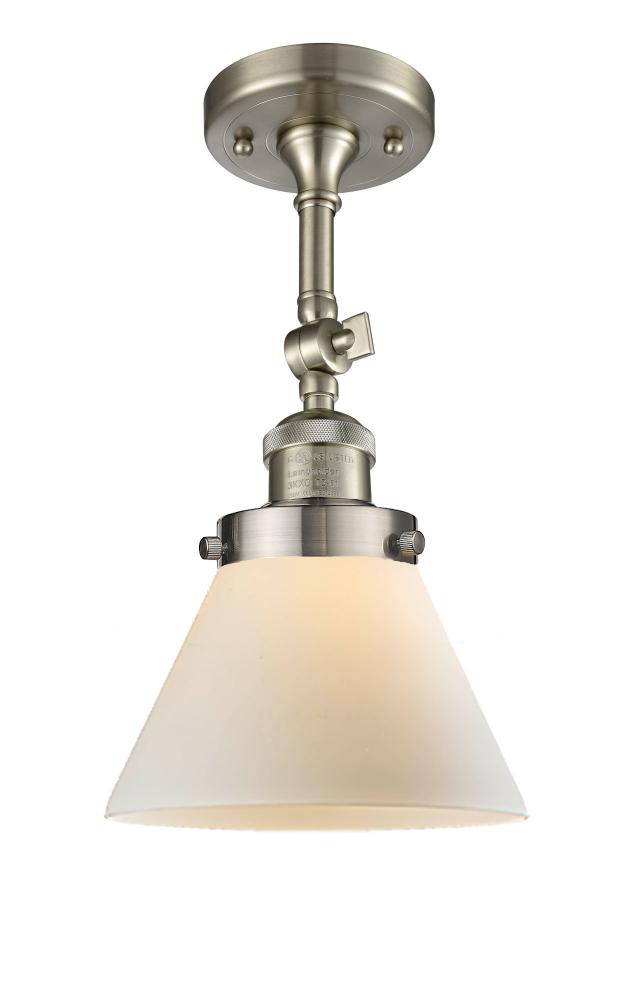 Cone - 1 Light - 8 inch - Brushed Satin Nickel - Adjustable Semi-Flush Mount