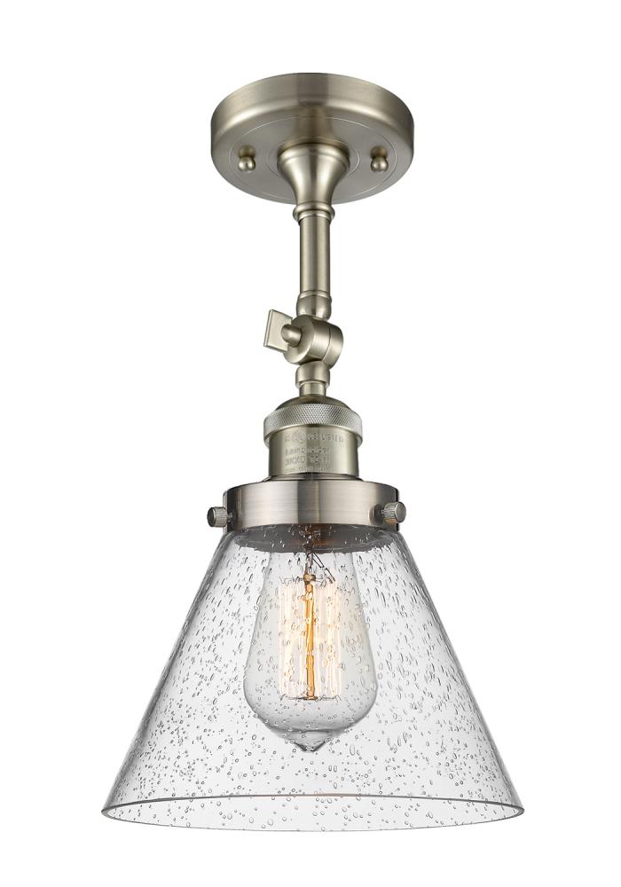 Cone - 1 Light - 8 inch - Brushed Satin Nickel - Adjustable Semi-Flush Mount