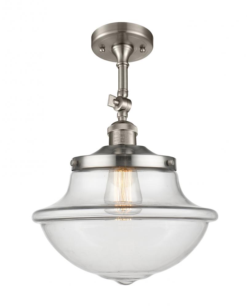 Oxford - 1 Light - 12 inch - Brushed Satin Nickel - Adjustable Semi-Flush Mount