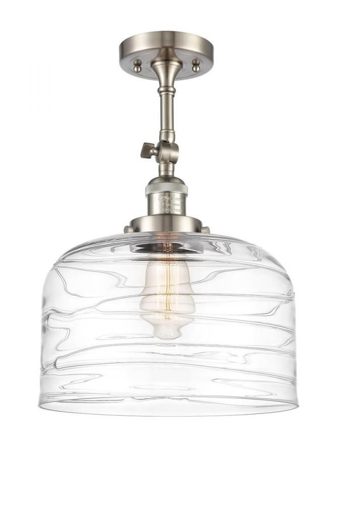 Bell - 1 Light - 12 inch - Brushed Satin Nickel - Adjustable Semi-Flush Mount