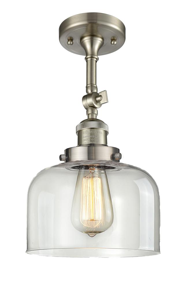 Bell - 1 Light - 8 inch - Brushed Satin Nickel - Adjustable Semi-Flush Mount